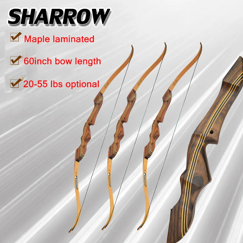

New 1pcs Archery 60inch Recurve Bow 20-55lbs Wood Bow Suit For Profession Novice Outdoor Hunting Shooting Game Accessroies