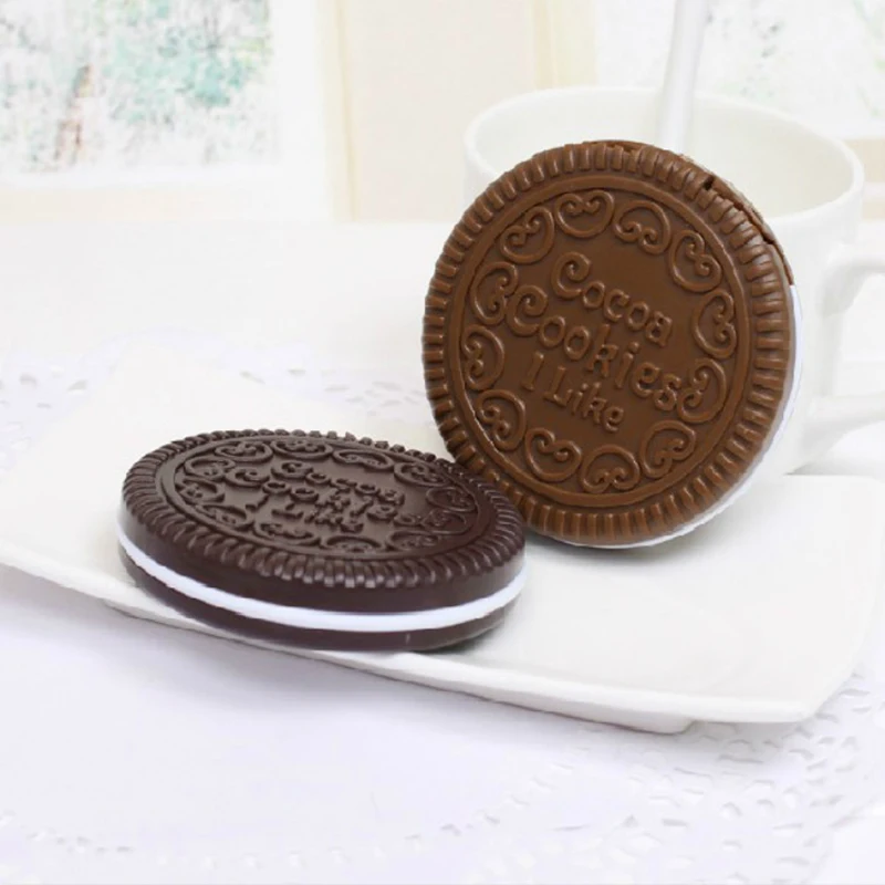 Japan and South Korea popular chocolate portable folding small mirror sandwich biscuit makeup mirror