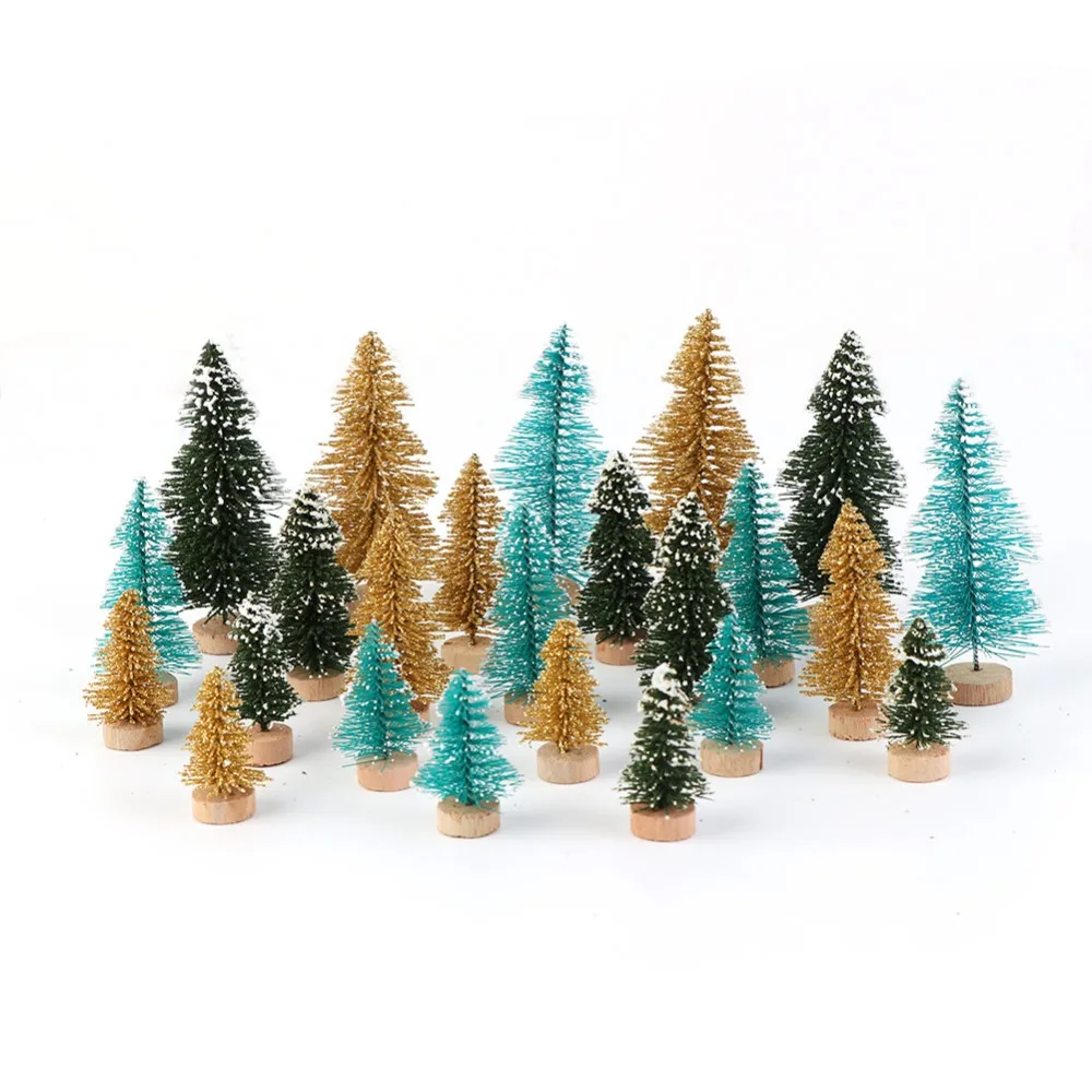 OurWarm 8Pcs Mini Sisal Christmas Trees 3colors Bottle Brush Tree DIY Craft Desktop Christmas Miniature Tabletop Decor Mini Tree