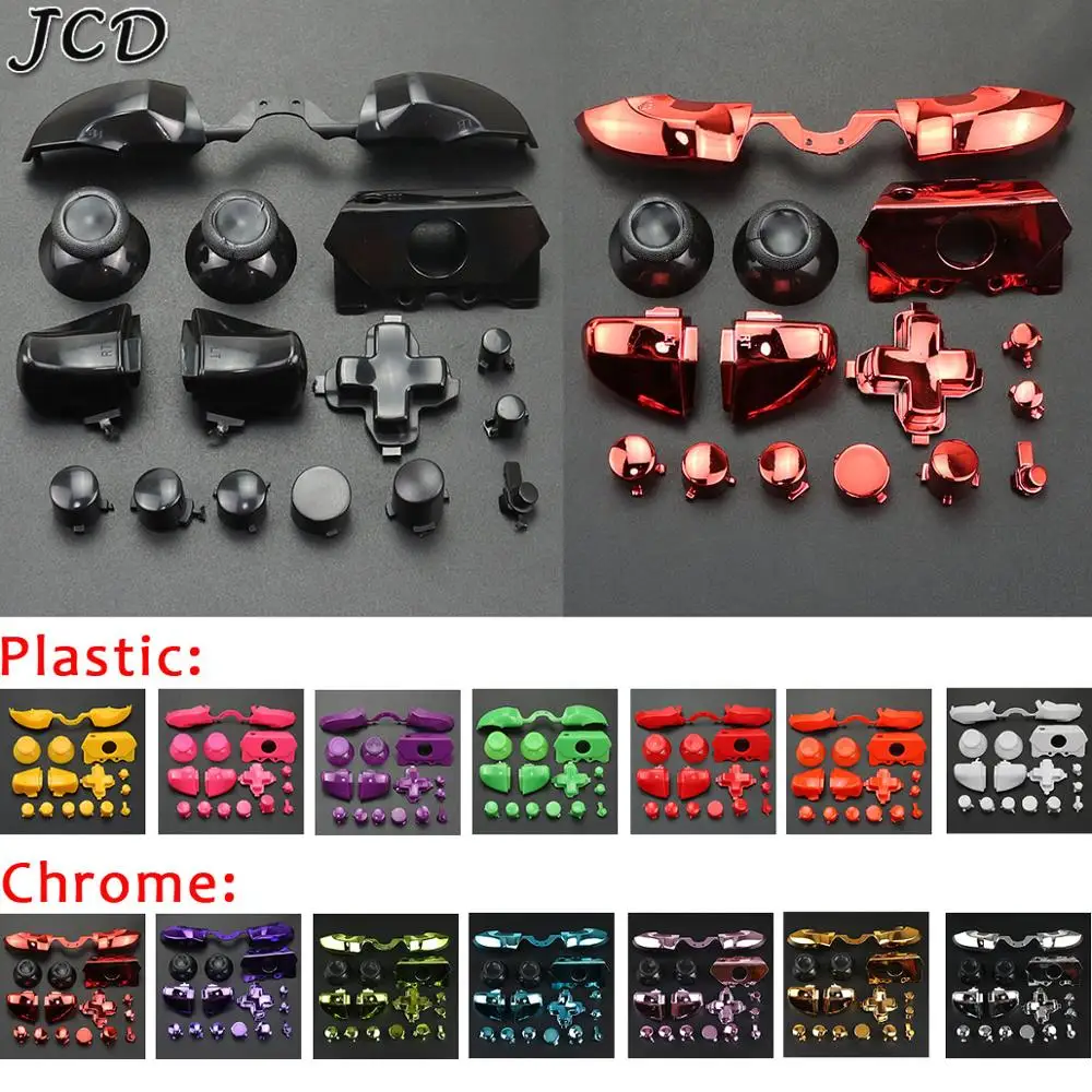 

JCD Full Button Sets Mod D-pad ABXY Trigger LB RB LT RT Thumbstick Parts for Microsoft Xbox One Controller Chrome Solid