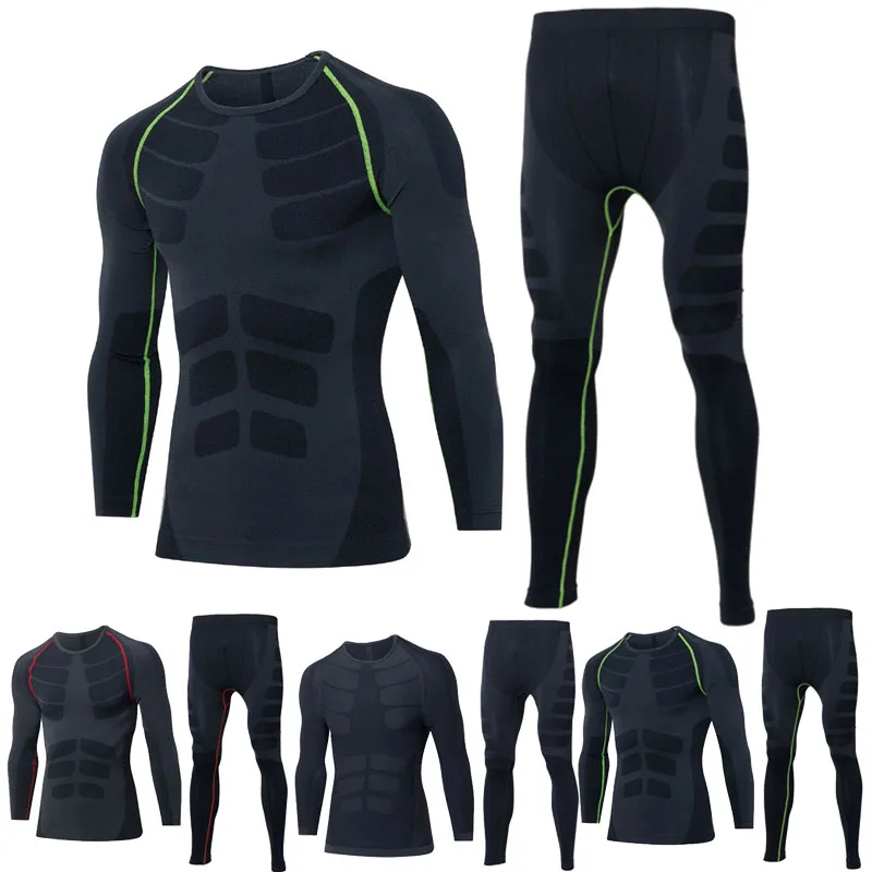Футболки + штаны комплекты термобелья для мужчин быстросохнущие анти микробные