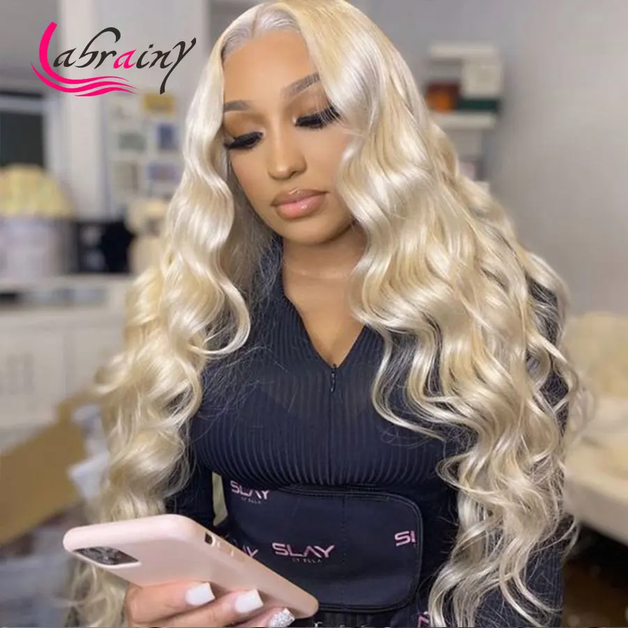 HD transparent Lace Frontal Wigs 613 Blonde Glueless Body Wave Pre Plucked 13x6 Front Human Hair Natural Hairline | Шиньоны и парики