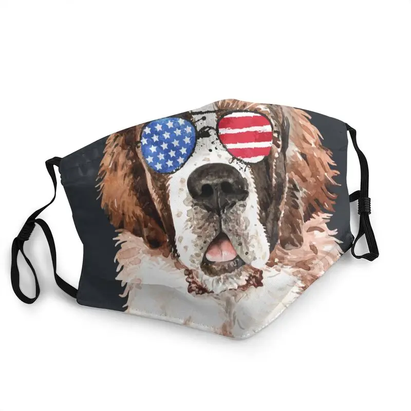 

Patriotic St Bernard Non-Disposable Mouth Face Mask Adult Unisex Dustproof Mask Protection Cover Respirator Muffle