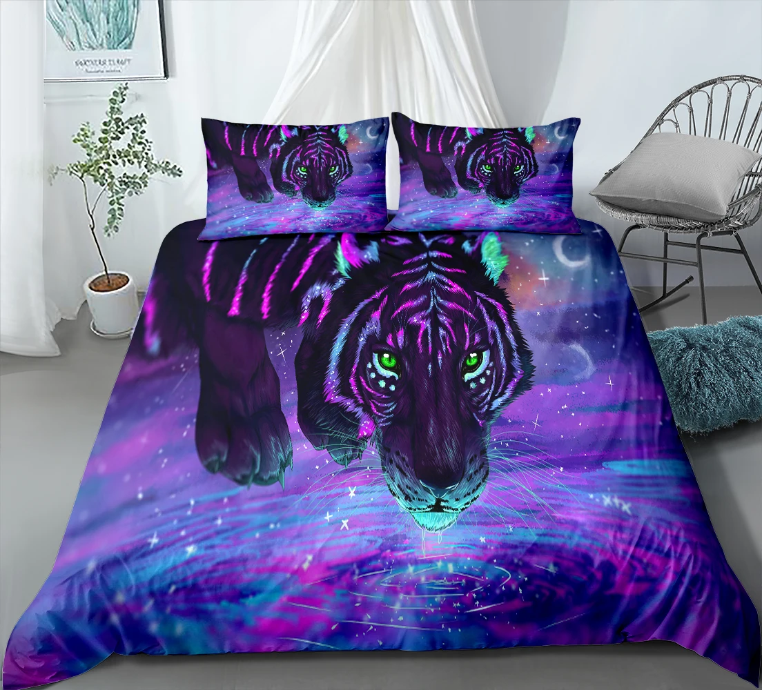 

Комплект постельного белья «Король леса», с 3D Рисунком Тигра, Льва, пододеяльник с животными для пар, Королевский, односпальный, двухспальны...