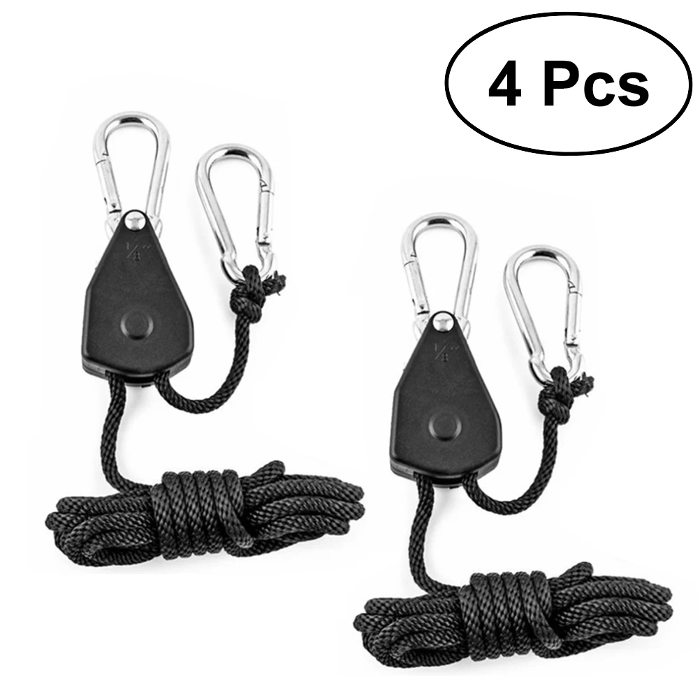 

4Pcs 1/8 Inch Heavy Duty Adjustable Grow Light Ratchet Rope Hanger Yoyo For Grow Light Fixtures Gardening