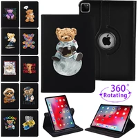 360 rotating tablet case for apple ipad pro 11 pu leather ipad air 4 cases auto wake up printed bear series folio coverstylus