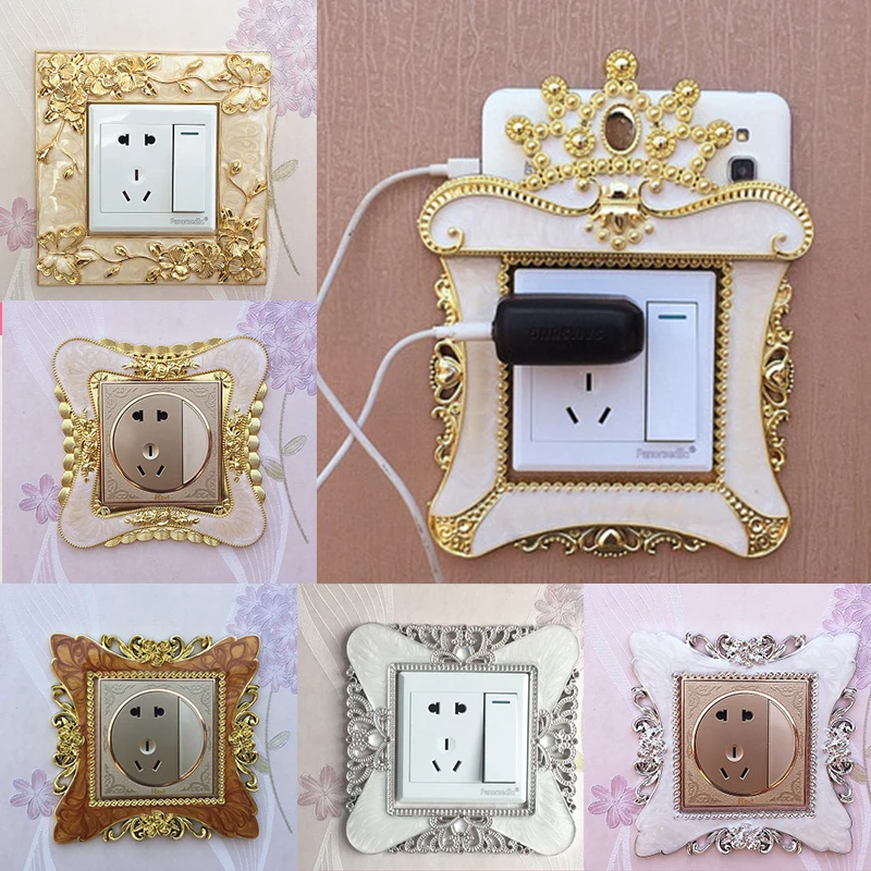 2020 роскошный золотой декоративная рамка выключателя Стикеры дворец в стиле