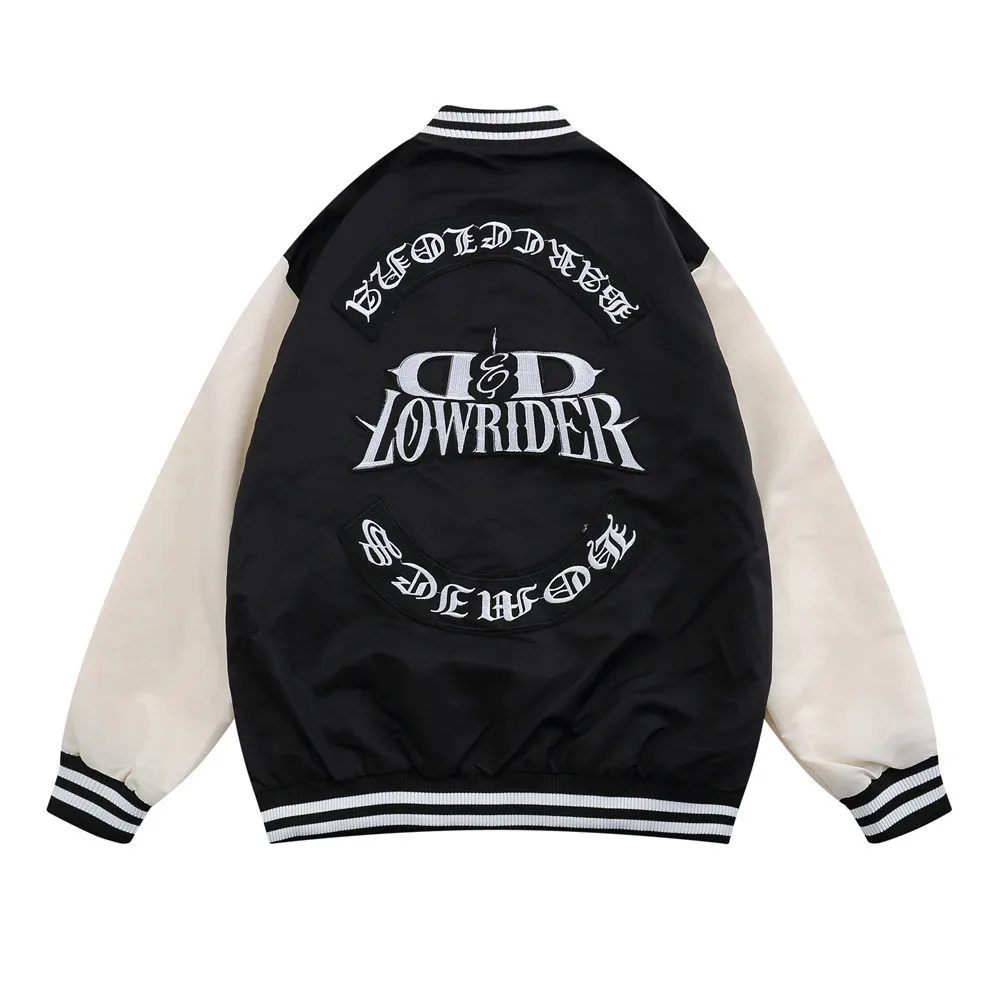 

European and American fashion letter Embroidered Baseball suit men's ins street fashion brand loose stand collar contrast jacket