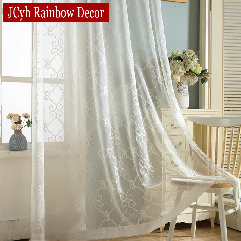 Современная Вышивка Вуаль Тюль Шторы Для Гостиной Окна Белый Sheer Спальни Ткани