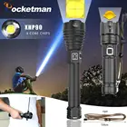Светодиодный фонарик Pocketman XHP90, мощный перезаряжаемый походный ручной фонарь, водонепроницаемый светильник на батарее 18650 26650