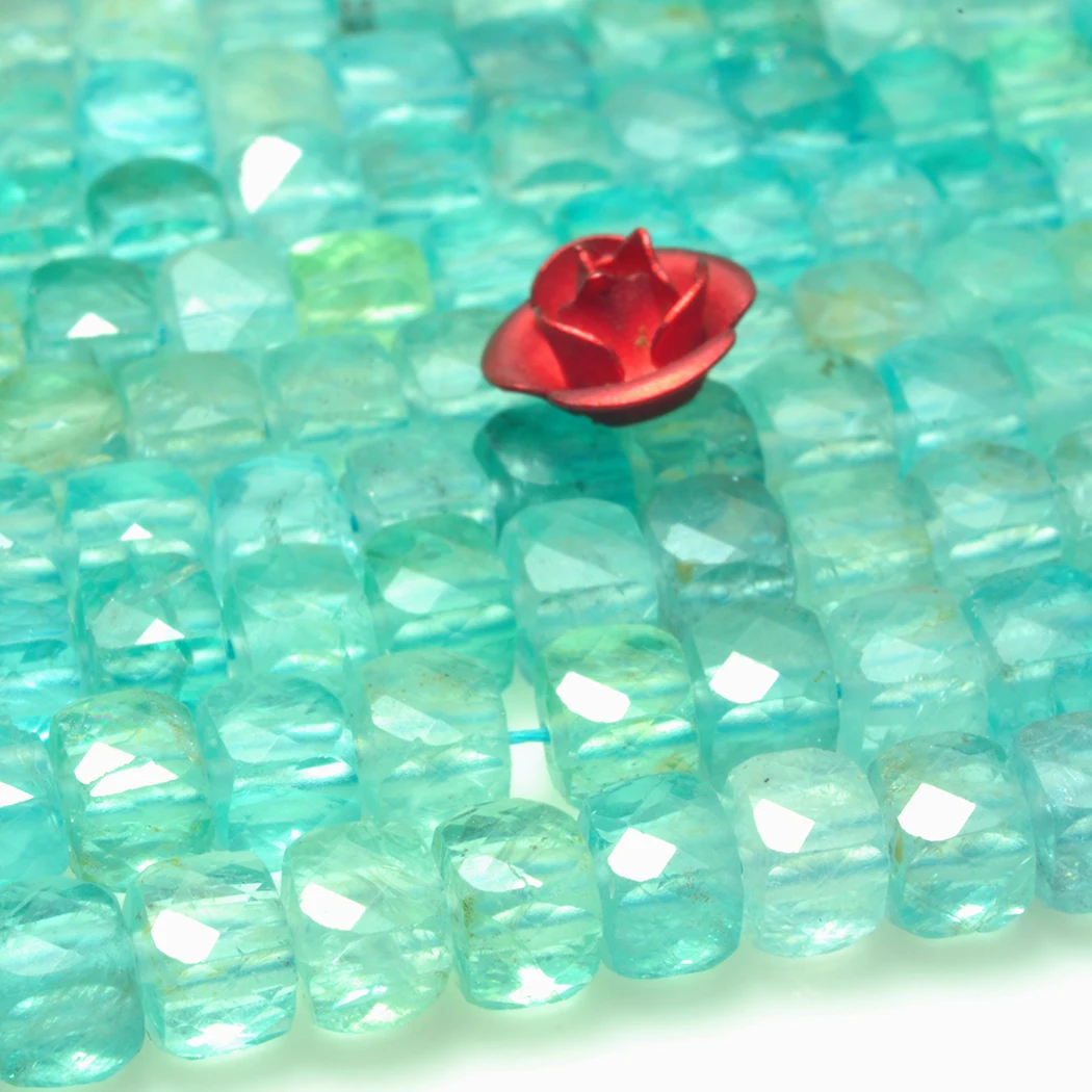 Апатитные бусины из 4 мм натуральных драгоценных камней квадратные граненые для