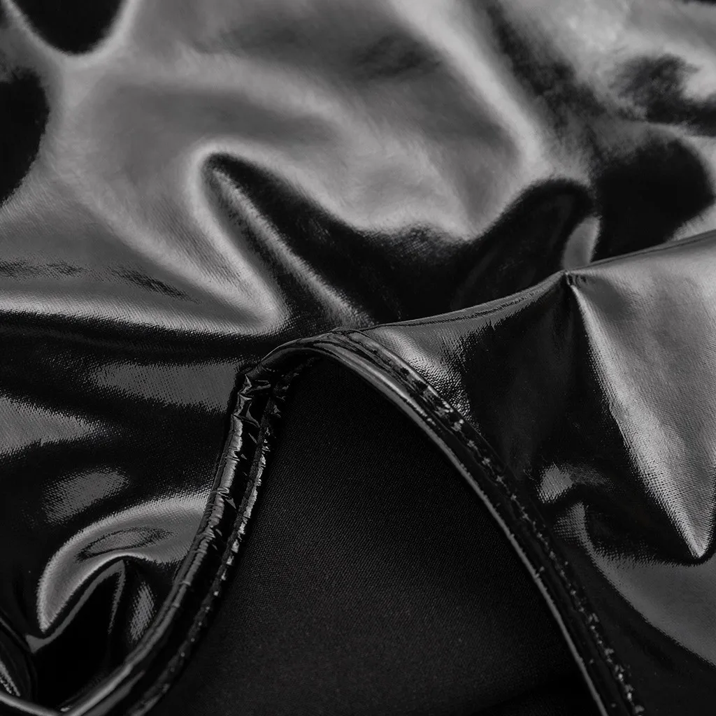 

Leather Underwear Latex Catsuit Bodysuit Women Sexy Night Exotic Baby Suit Black Zipper Babydoll Womens Bodysuit Mujer Nightgown