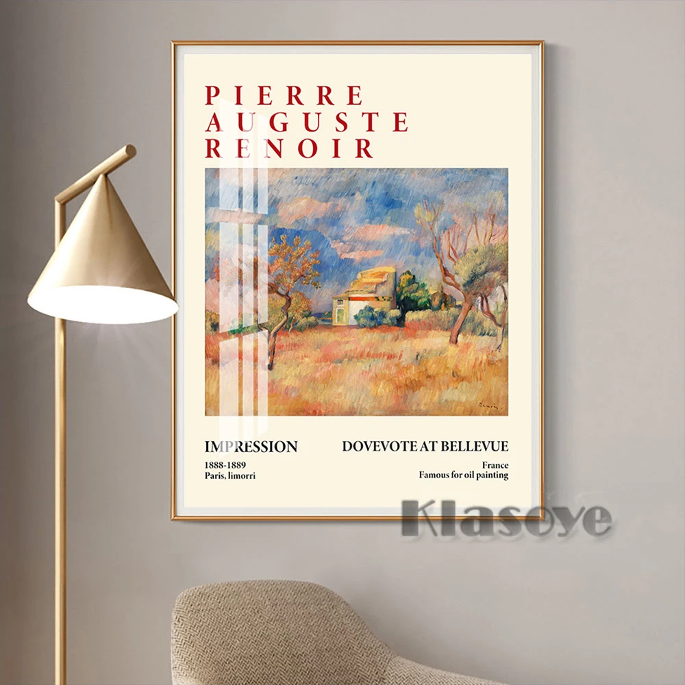 

Pierre Auguste Renoir Exhibition Museum Vintage Art Prints Poster Dovecote At Bellevue Landscape Canvas Painting Home Decor Gift