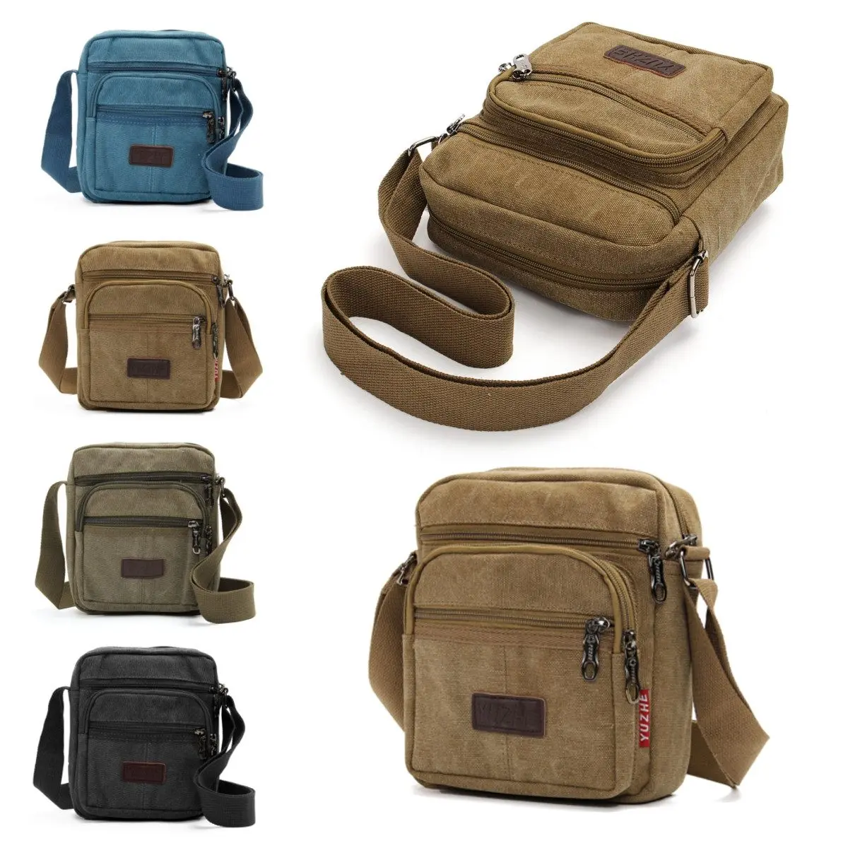 

Винтажные повседневные холщовые сумки через плечо для мужчин, большой брендовый мессенджер с несколькими карманами в стиле ретро для офиса...