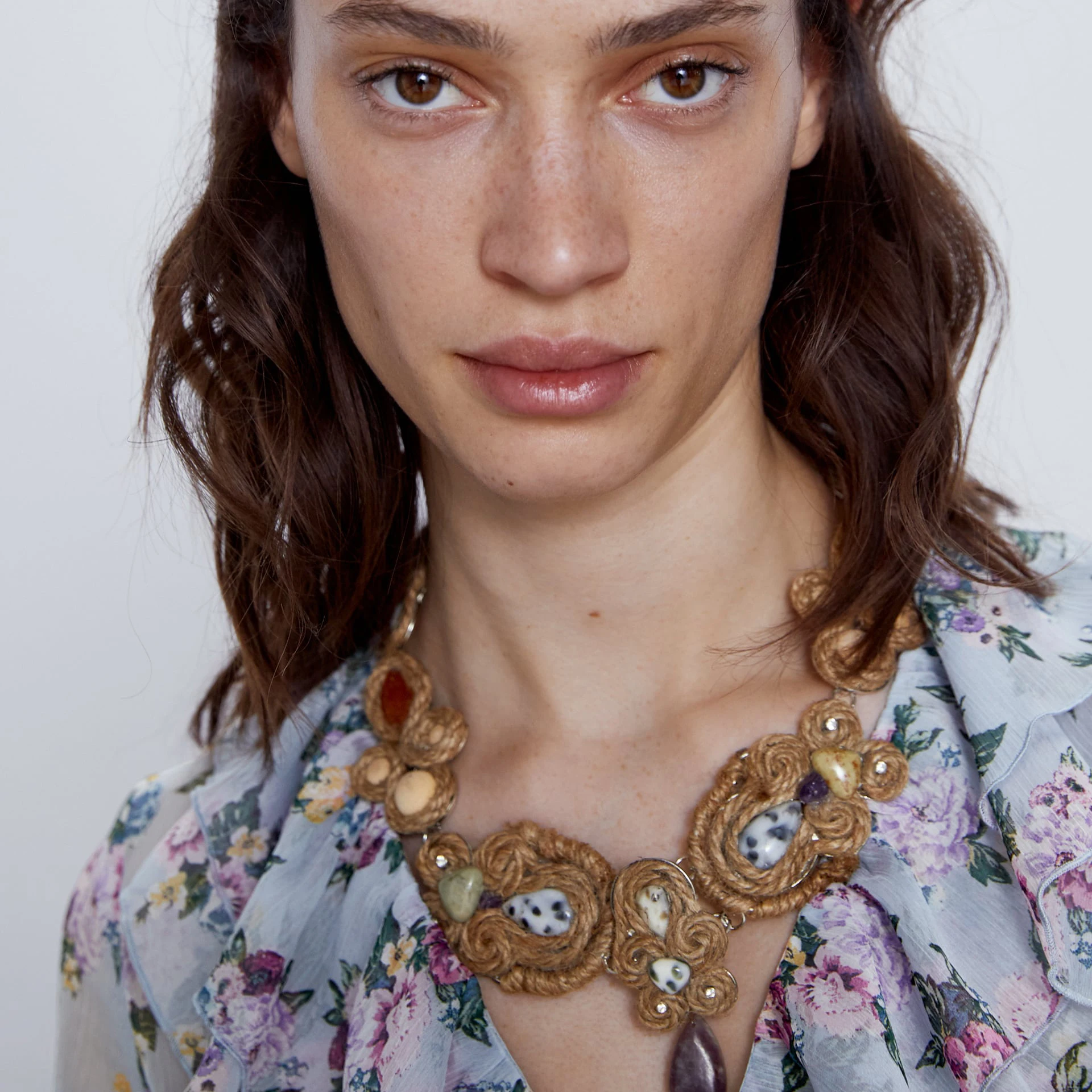 Новое летнее ожерелье ручной работы в стиле бохо с веревочкой и камнем пэчворк 2020