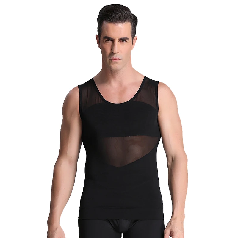 Body Shaper Men Vest Gynecomastia Chest Binder Slimming Shaper Men Tummy Abdomen Waist Trimmer Back Posture Corrector Tank Tops
