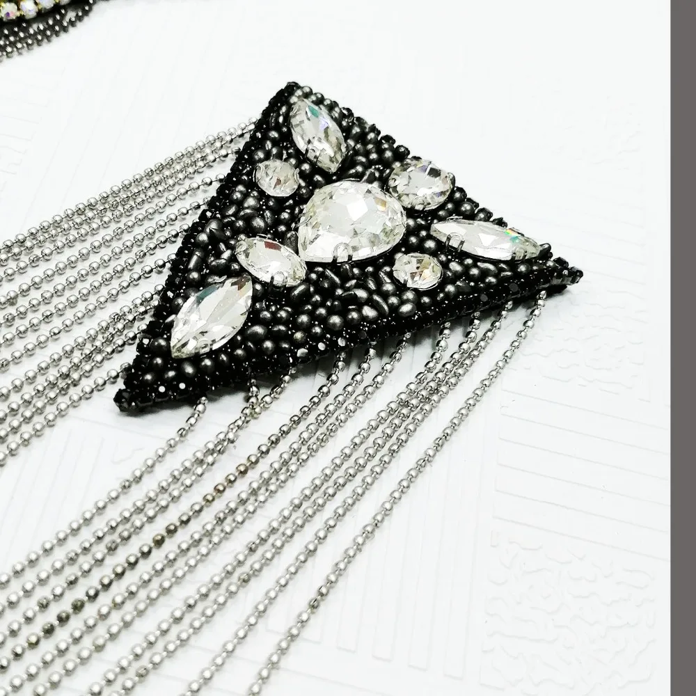 2 шт. черная кисточка бисером epaulette для одежды панк-куртка костюм DIY мода кисточка значок epoulets Наплечная накладная заплата