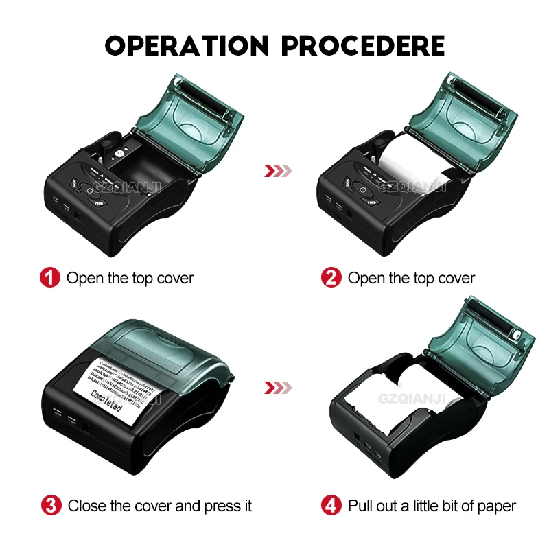 POS мобильный мини портативный принтер с Bluetooth тепловой Карманный 58 мм чековый