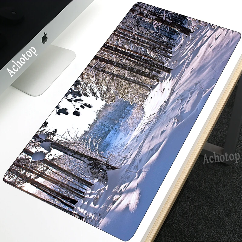 

Nature Blue Forest Snow Large Mouse Pad Gaming Mouse pad Anti-slip Natural Rubber Gaming Mouse Mat with Locking Edge Play Mats