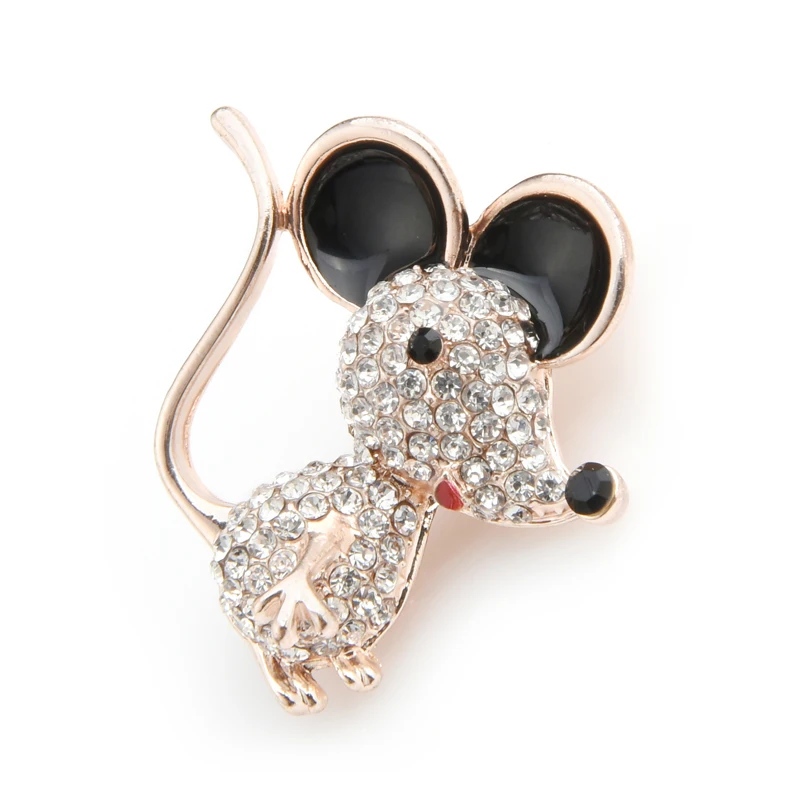 Женская эмалированная брошь Wuli & baby золотистые и Серебристые броши в форме мыши