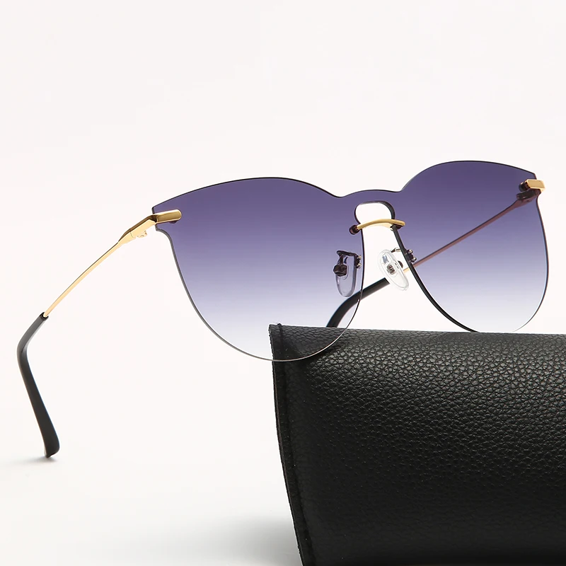 

Frameless Sunlgasses Women Trendy Oversized Sun Glasses Men Retro Brand Design Metal Frame Gradient Eyewear Shades UV400