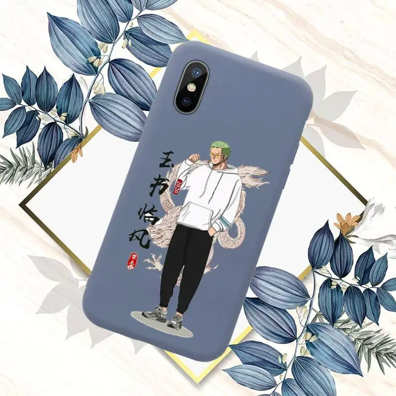 

One Piece Zoro Japanese Manga Phone Case Blue Candy Color for iPhone 11 12 mini pro XS MAX 8 7 6 6S Plus X SE 2020 XR