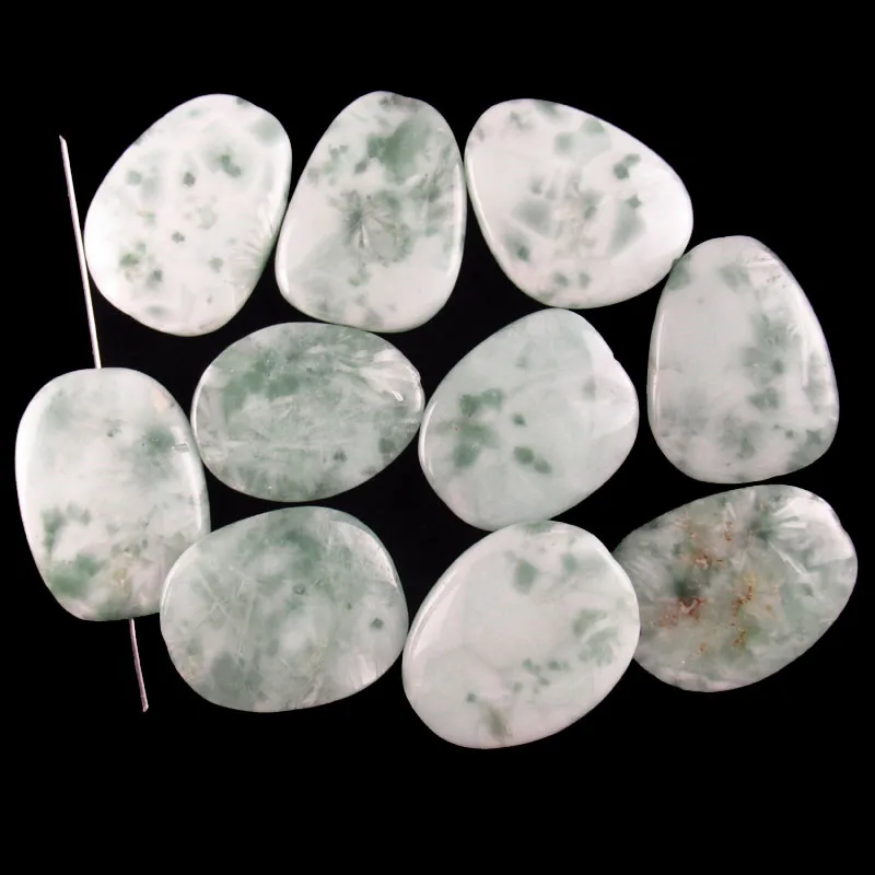 

(Free Shipping) 1Strand 159g Natural Green Angelite Freeform Loose Bead 15.5" 38x30x8mm TZ1684