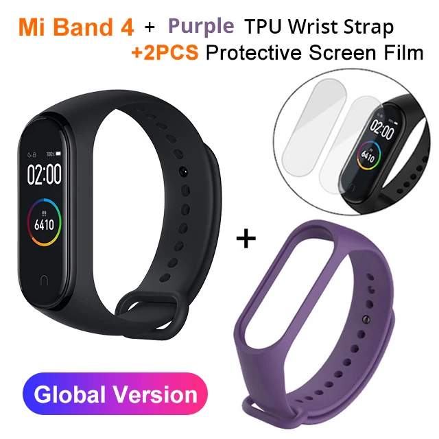 miband4 N PurplStrap Xiaomi mi Band 4 SmartBand mi Band 4 Браслет фитнес-трекер для измерения сердечного ритма Bluetooth 5,0 50 м водонепроницаемый - Цвет: miband4 N PurplStrap