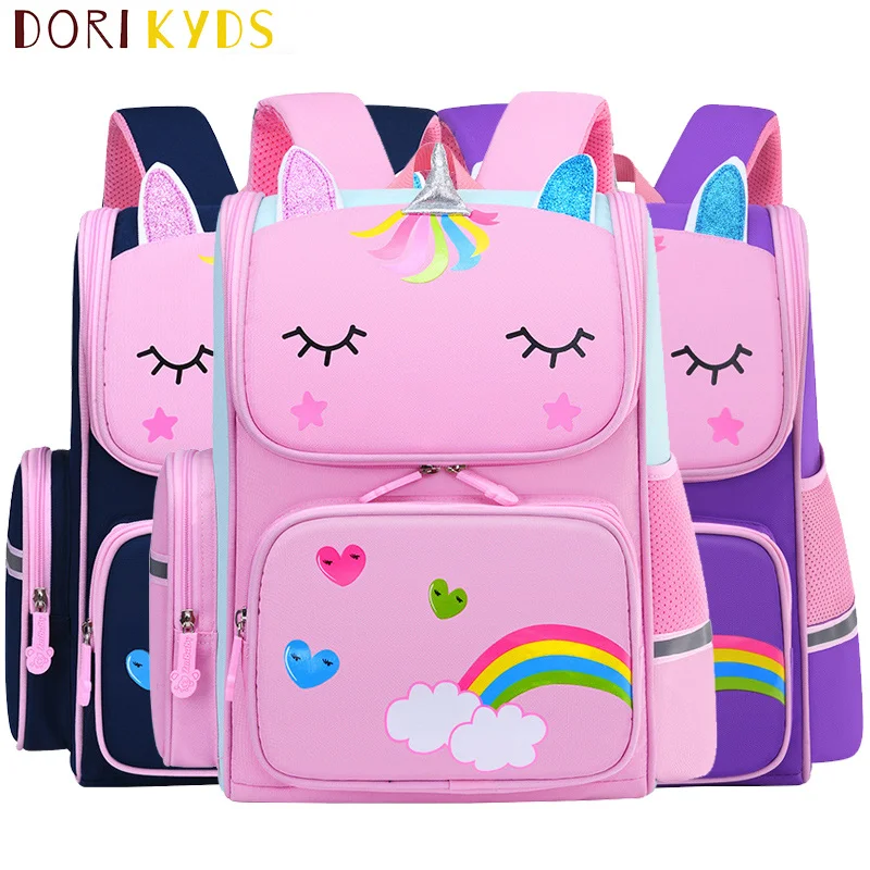 

Dorikyds New School Backpacks Girls Book Bag Rainbow Design Cute Girl School Bag 3D Knapsack Children School Backpack