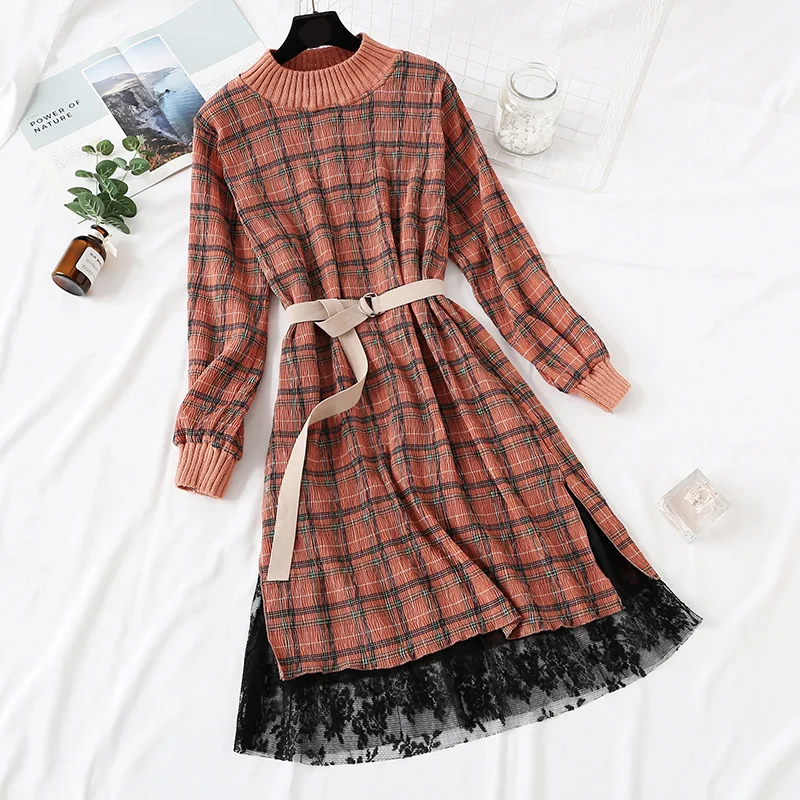 202 0 Демисезонный мода взлетно-посадочной Для женщин Вязание Платье с принтом в