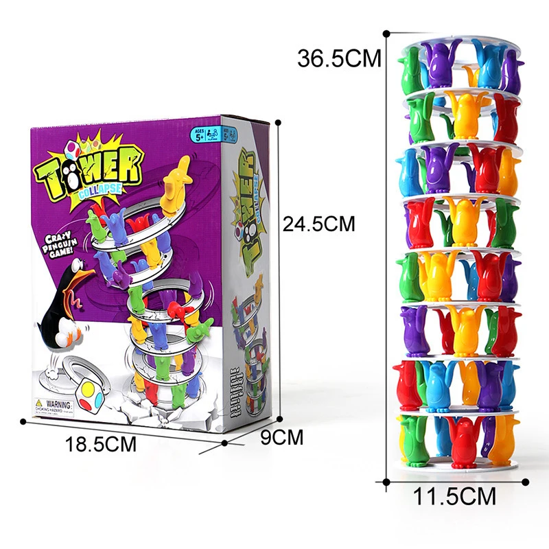 

Penguin Tower Collapse Balance Game Toy Challenge Tower Stacked Interactive Board Game Intelligence Toys For Kids