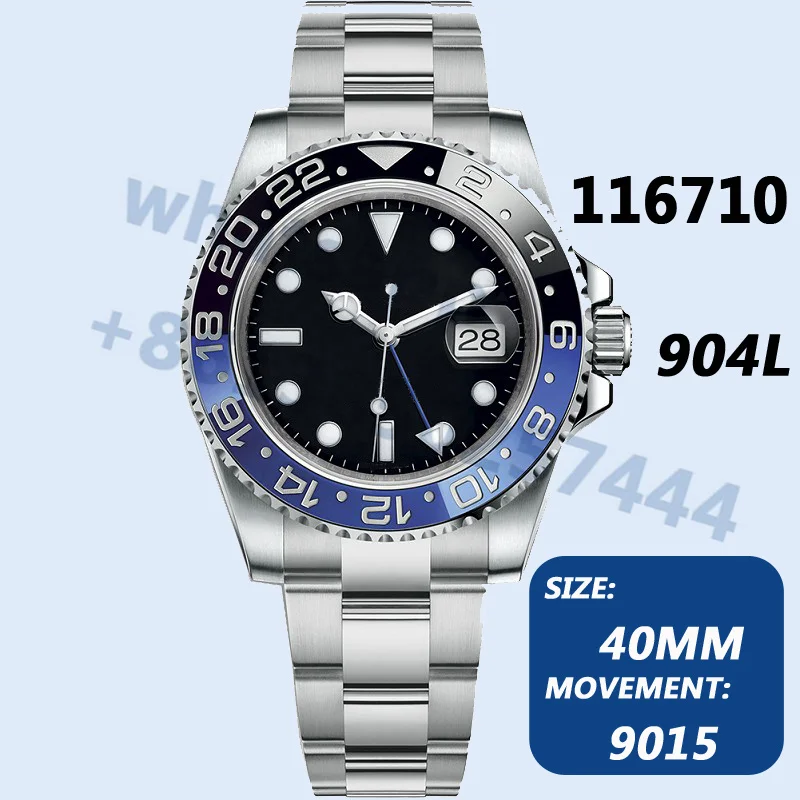 

Men's Automatic Mechanical Top Luxury Brand Watch 40MM GMT-Master II 116710 BLNR Black Blue Ceramic 904L AAA Replica Clone Noob