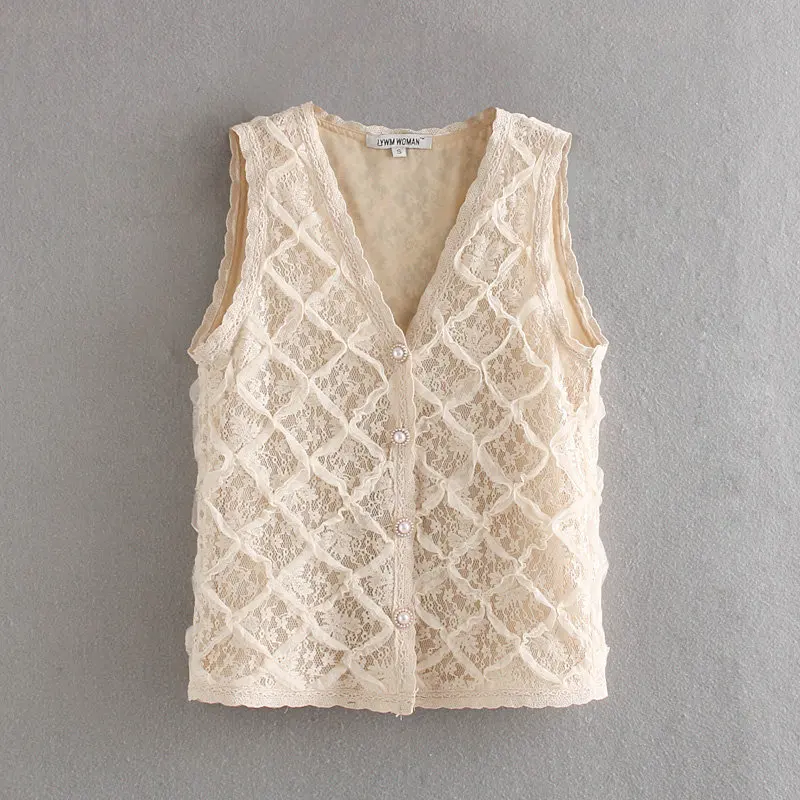 2019 Женская винтажная однобортная Повседневная кружевная женская блузка с v