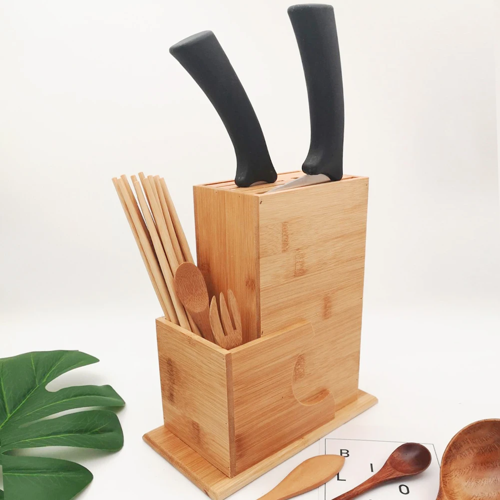 

Wooden Knife Block Scissor Slot Storage Rack Wooden Kitchen Organizer Tool Kitchen accessories Tool holder Restaurant supplies