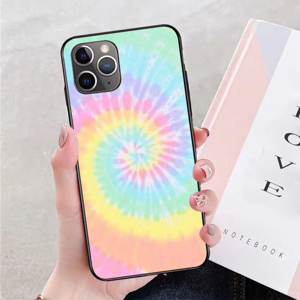 

For iPhone Pastel tie dye Soft TPU Border Apple iPhone Case