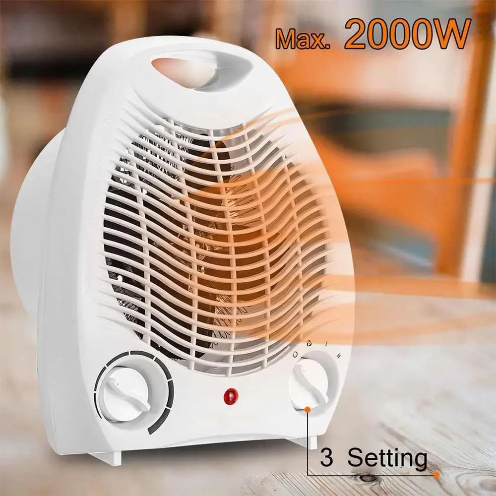 

Electric Space Heater - Indoor Heater 1000W/2000W with Adjustable Thermostat Ceramic Heater, Tip-Over & Overheat Space for