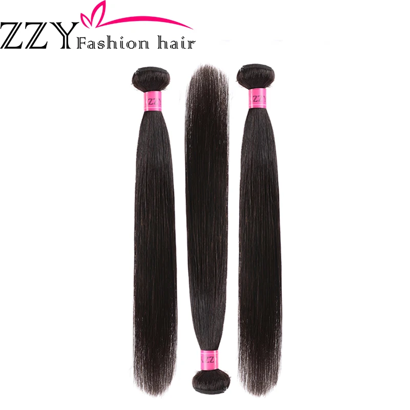 

ZZY Fashion hair Peruvian Straight Hair 3 Bundles Human Hair Extensions 1B non-remy Human Hair Weave
