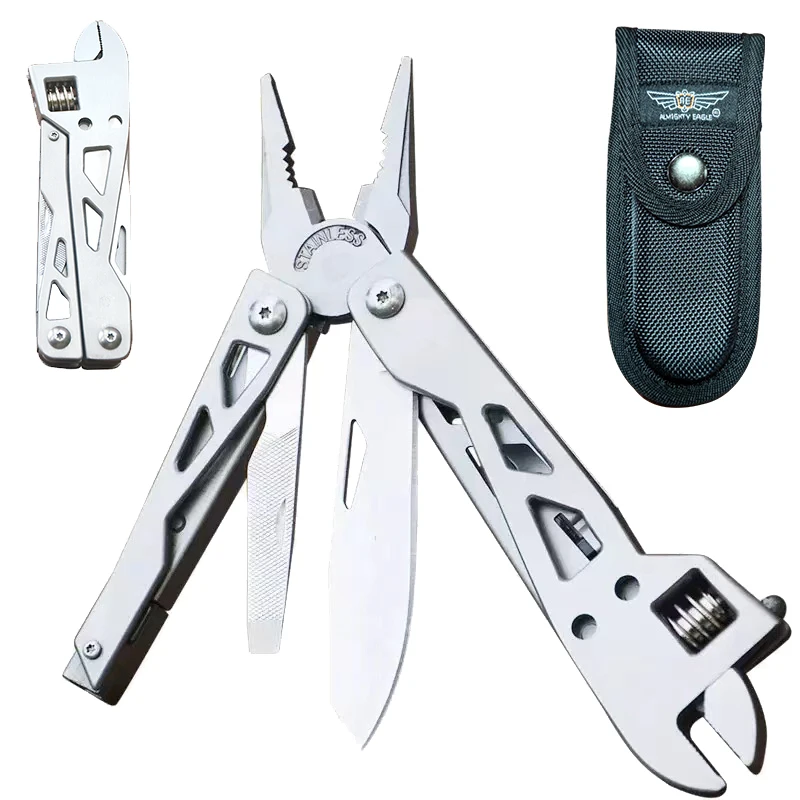 

Stainless Steel Folding Pliers Wrench Spanner With Knife Camping Tool Outdoor Survival Equipment