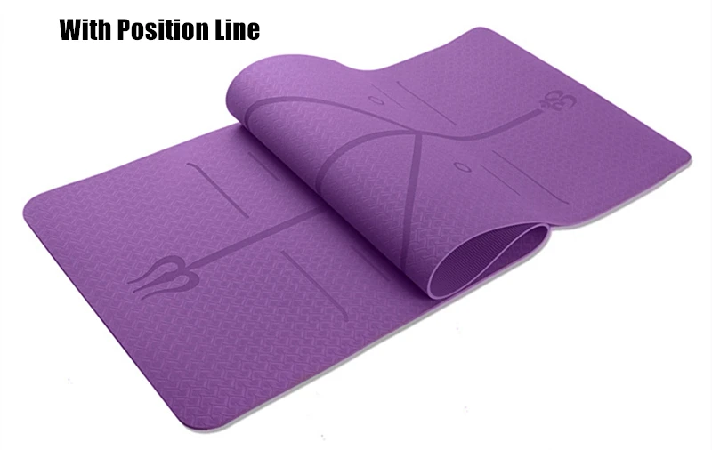 Purple 183*61*0,6 см TPE коврик для йоги с линией тела фитнес нескользящий ковер толстые коврики для пилатеса для начинающих экологические коврики для спортзала - Цвет: Purple