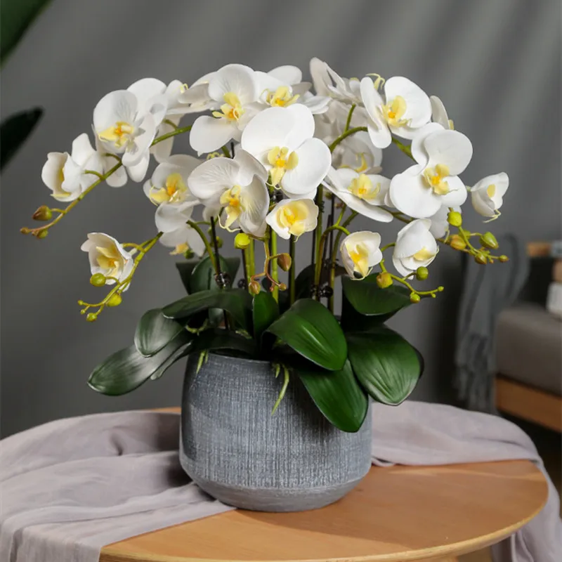

Artificial Phalaenopsis Flower Vase Set Home Decoration Beautiful 8pcs Butterfly Orchid Matching Bouquet Luxury Furniture