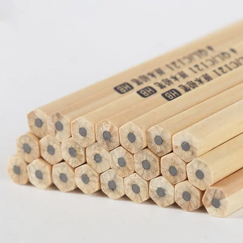 

50pcs Natural Wood HB Hexagon Pencil Non Toxic Stationery Office School Students PXPA