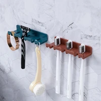 1pcs toothbrush holder punch free paste toothbrush hanger plug hook key holder household storage bathroom storage rack supplies