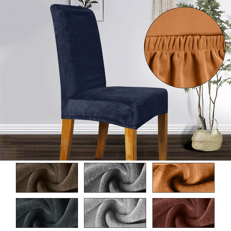 

Plush Thick Chair Cover Washable Elastic Winter Warm Velvet Chair Protector Case Home Decoration Dust-proof Furniture Protector