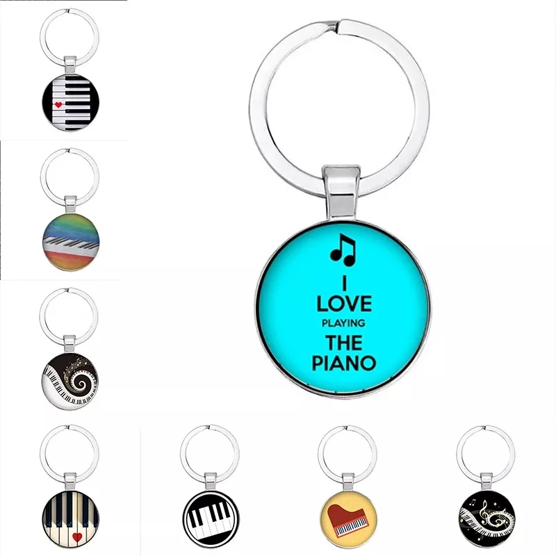 Новинка 2021 кулон в форме сердца для пианино круглый стеклянный брелок выпуклая