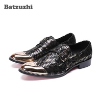 batzuzhi fashion zapatos hombre men shoes handsome formal leather dress shoes men pointed metal toe personality party shoes man