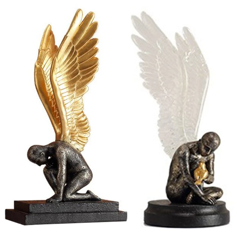 

Angel Figurine Creative Angel Wing Statue for Collectible Home Office Ornament Garden Resin Sculpture Crafts