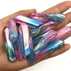 Оптовая продажа 50 г гальванический синий и розовый Титан аура лемурийский кристалл палочка точечный лечебный кристалл камень натуральный кристалл кварца