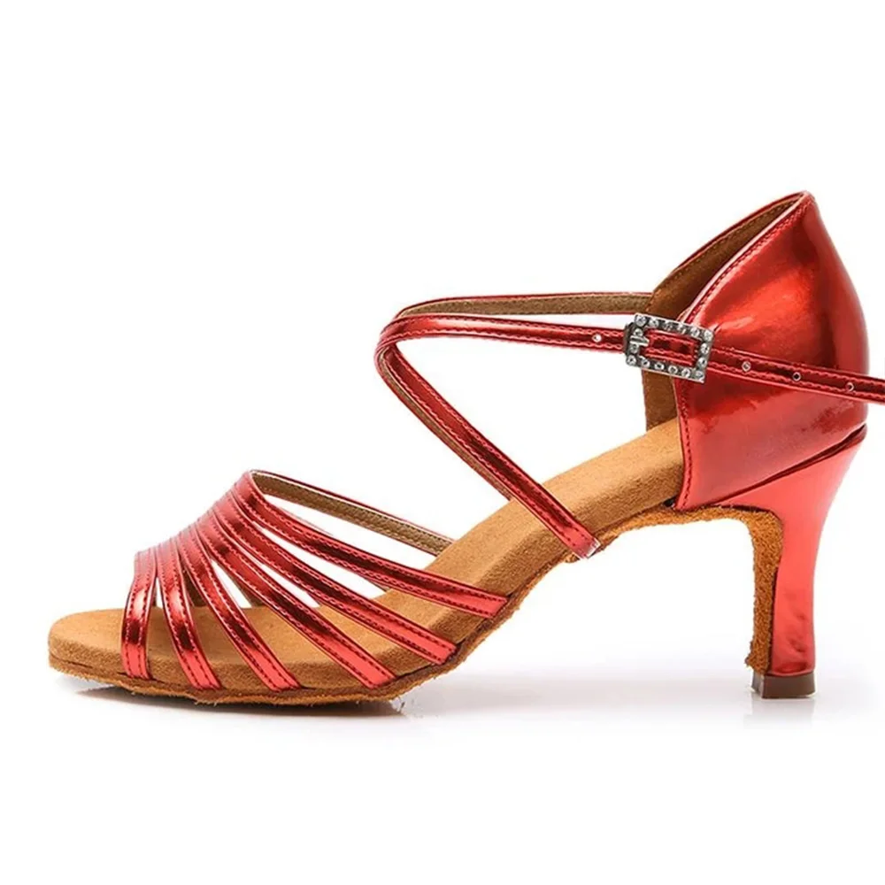 New Sexy Woman Latin Bd Dance Shoes Arch Support Satin Sandal High Heel Soft Genuine Sole Ladies Latin Dancing Shoe T Bar Salsa