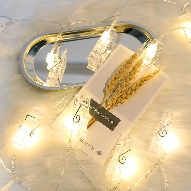 

1.5m 3m 6m Photo Clip LED String Lights Battery Operated Outdoor Garland Fairy Light for Christmas Wedding Party Room Decoration