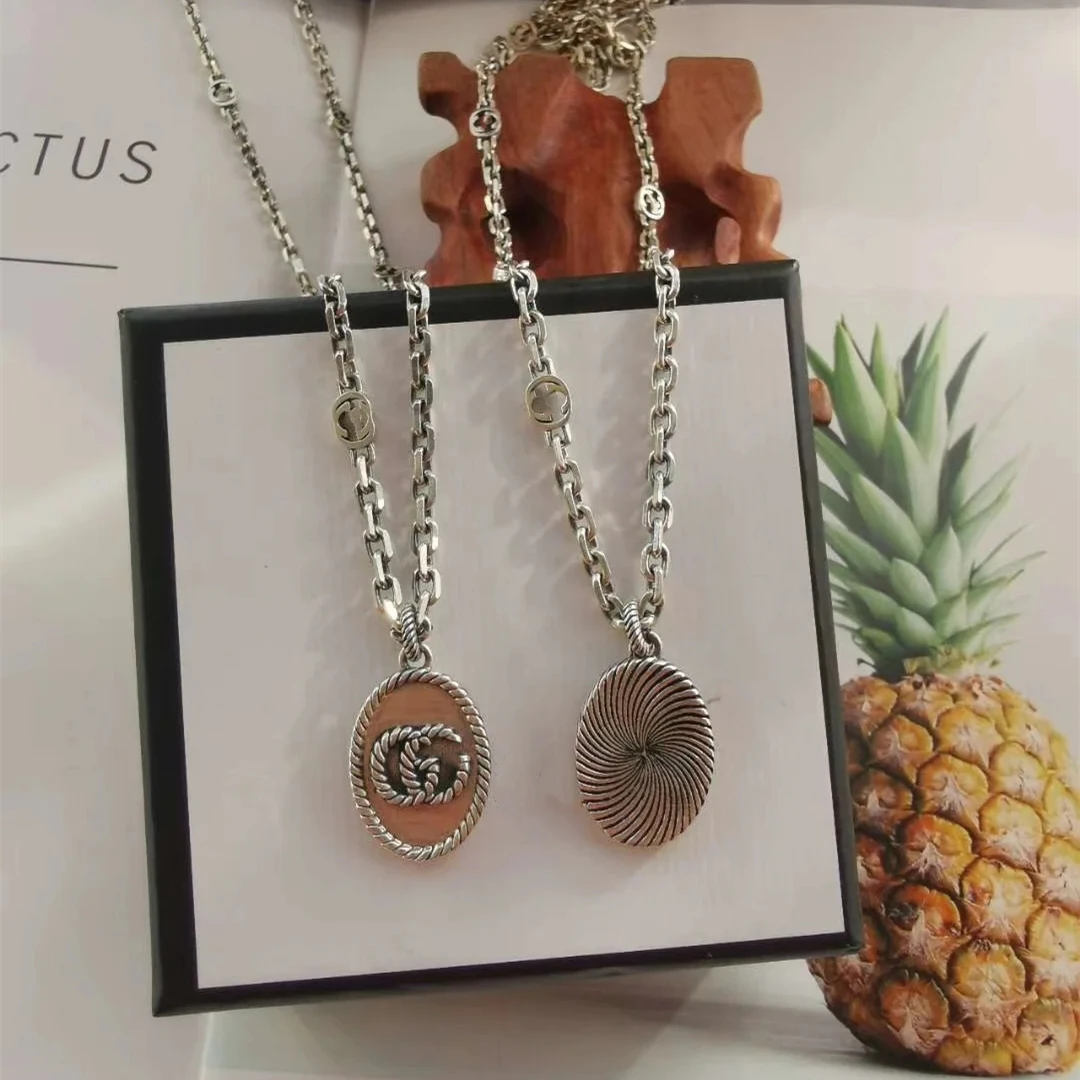 

1-1 of the classic personality of fine silver double letters pendant necklace